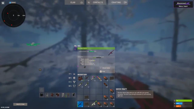 Rust inventory and item interface over a forest scene.